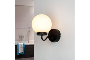 Badrumsvägglampa Art Nouveau badrumslampa Svart vägglampa E14 glasglob vägglampa badrum IP44 med strömbrytare Badrumslampa vägg