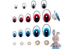AHANDMAKER Juego de 72 ojos ovalados de seguridad, ojos de ganchillo de 3 colores con arandelas, ojos de muñeca kawaii para animales de peluche, amigurumis, osos de ganchillo