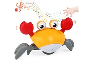 Ballery Krab zabawka dla niemowląt, zabawka muzyczna dla niemowląt, elektroniczna zabawka dla dzieci z oświetleniem i muzyką, automatyczne unikanie przeszkód, zabawka dla chłopców i dziewczynek