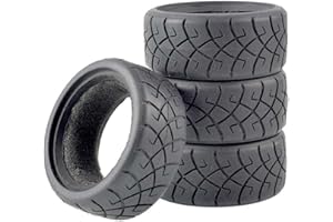 KEEDA Pack of 4 Rubber Tyres with Foam Inserts Tyres for 1/10 Traxxas HSP Tamiya HPI Kyosho RC On Road Runflating Touring Car (W, 65 mm)