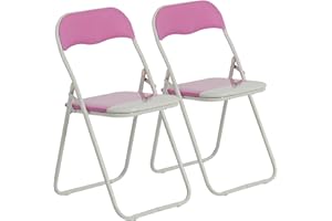 HARBOUR HOUSEWARES Chaise pliante rembourrée - pour le bureau - rose/blanc - lot de 2