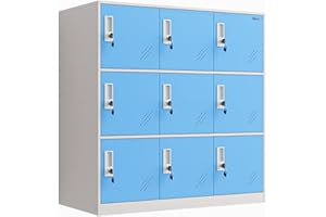 MECOLOR-Steel Office Locker Cabinet with Keys, School and Home Storage Locker，Locker for Cloth and Toy,Living Room Boy and Girl Metal Storage Locker Cabinet (Blue, 9D)