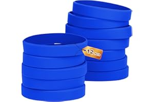 HONTIUS 12Pezzi Braccialetti In Gomma, Braccialetti In Silicone, Vuoto Elastici di Gomma per Uomo Donna Scuola Insegnante Squadra Festa Blu