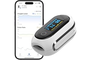 Vibeat Bluetooth Rechargeable Pulse Oximeter Approved UK Built-in Offline Storage with Continuous Monitoring, Oxygen Monitor finger Adults for Sleep and Heart Rate Oxygen Saturation, Professional APP