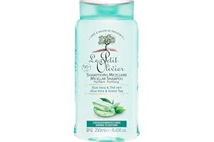 LE PETIT OLIVIER - Shampooing Micellaire Soin Purifiant - Aloe Vera & Thé Vert - Purifie & Allège - Cheveux Normaux À Gras - Sans Silicone/Sulfate - Fabriqué en France - 250 ml