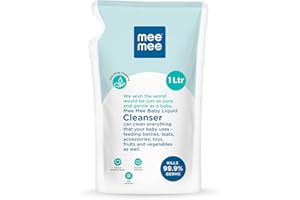 Mee Mee Baby Liquid Cleanser 1 L, Anti-Bacterial Kills 99.9% Germs | for Feeding Bottles, Nipples, Accessories, Toys, Fruits & Vegetables | No Alcohol, One Drop Cleaning, Dermatologically Tested