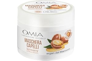 Omia, Maschera Per Capelli Eco Bio Con Olio di Argan, Trattamento Ristrutturante per Capelli Secchi e Spenti, Maschera per Lavaggi Frequenti, Azione Ristrutturante, Senza Siliconi e SLES, 250 ml