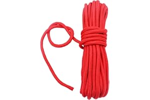Fuwok 2/3/4/6/8/10MM 20M(64ft) Satin Nylon Trim Cord,Rattail Silk Cord,All Purpose Rope,Assorted Colors Nylon String Twisted Durable Long Ropes (Red, 6mm)