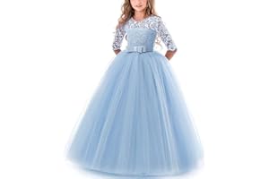 NNJXD Chicas Pompa Bordado Paseo Vestido Princesa Boda Vestir para 6-14 años