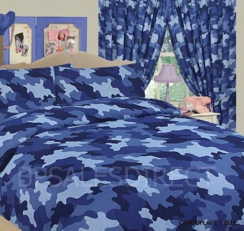 ARMY CAMOUFLAGE MILITARY SINGLE BED DUVET QUILT COVER BEDDING SET BLUE - NEW