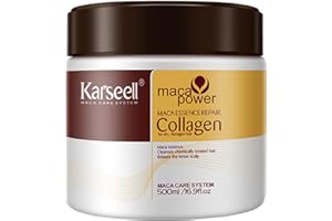 Karseell Collagene Maschera Capelli 500ml, Maca Essenza Riparazione Profonda Maschera Capelli per Capelli Secchi Danneggiati Tutti i Tipi di Capelli