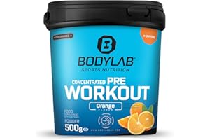 Bodylab24 Concentrated Pre-Workout Booster Arancione 500g, booster di energia con creatina, beta-alanina, arginina, niacina e caffeina, per più potenza ed energia durante gli allenamenti