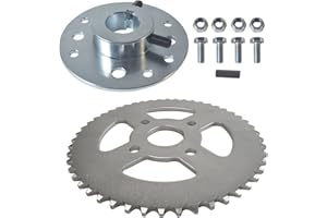 CPVNQMDG Steel Go Kart Sprocket Hub for 1" Bore 1/4" Keyway Hardware Kit with 420 Chain 50T Rear Drive Sprocket 4 Hole for Go Cart Mini Bike Silver Parts