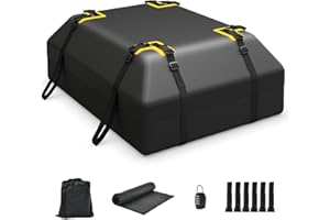 HOMFME 15/21 Cubic Feet Car Roof Bag, Waterproof PVC Rooftop Cargo Carrier Box with Non-Slip Mat, Door Hooks and Straps, Roofing Luggage Storage Bag (15 Cubic Ft/424L, Black)