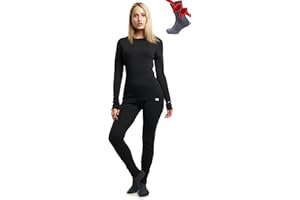Merino.tech Merino Wool Base Layer Womens Set - Merino Thermal Underwear Womens Top and Bottom Lightweight, Midweight, Heavyweight