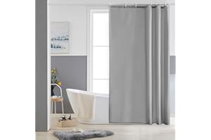 FURLINIC Cortina Ducha Tela Antimoho,Poliéster Cortinas de Baño Decorativas Impermeable & Lavable,Gris Duchas de Baño Cortinas Esquina con 6 Aros Cortina Ducha-120x180cm.