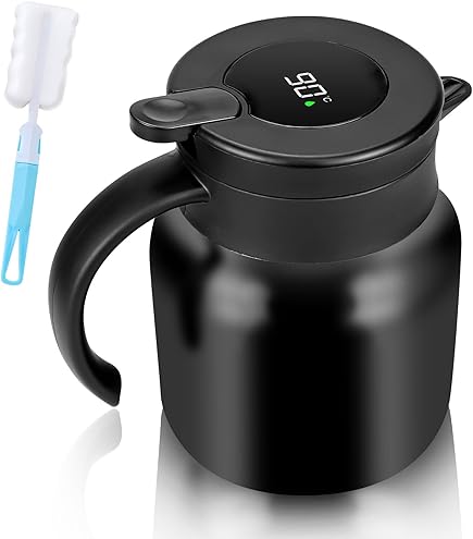 Belle Vous Black Stainless Steel Carafe with Plastic Handle and Tea