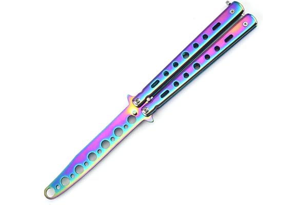 Couteau Papillon D'EntraîNement, Couteau Papillon d’entraînement En Acier Inoxydable, Lame Non Tranchante sans Danger Pour Le De La Main Pratique Des CompéTences De Retournement, Adapté Aux DéButants
