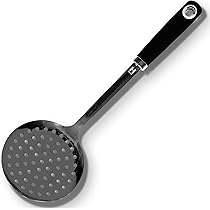 Écumoire Hensslers 36 Cm - Acier Inoxydable Avec Revêtement Titane Noir - Pour Pâtes, Légumes Et Fritures