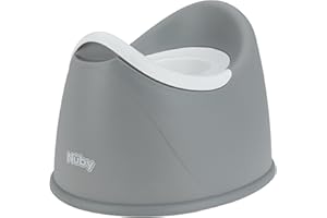 Nuby Beginner's Potty Training Seat with Removable Bowl and Integrated Splash Guard, Fun Transition to The Big Toilet, Non-Slip Base, Gray