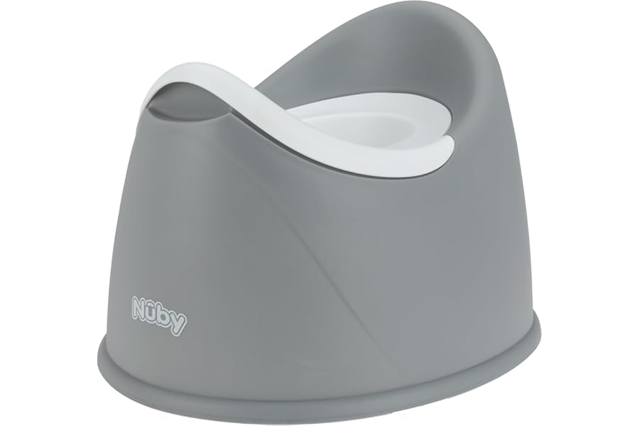 Nuby Beginner's Potty Training Seat with Removable Bowl and Integrated Splash Guard, Fun Transition to The Big Toilet, Non-Slip Base, Gray