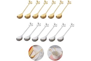 BONHHC Cucharillas de café/cucharas pequeñas para Postre/Cuchara de Regalo/Acero inoxidable/12Piezas/Oro + Plata