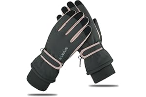 Andiker Guanti da sci invernali da donna, invernali, caldi, impermeabili, touch screen, antiscivolo, per sci, corsa e ciclismo