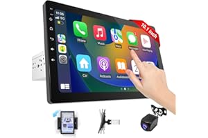 Haudio Autoradio 1 DIN Bluetooth Autoradio Car Play Voiture avec sans Fil carplay & Android Auto,10.1 Rotatif de Pouces HD Écran Tactile,avec caméra de recul 1080P,Navigation GPS,Mirror Link,AUX,FM/AM