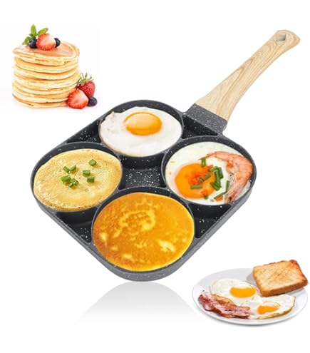 Teglia Colazione Multifunzione Stampo Pancake Alluminio Antiaderente - Padella Colazione Con Manico Antiscottatura Per Uova E Hamburger Padella Induzione Pancake