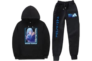 XSLGOGO That Time I Got Reincarnated as a Slime à Capuche et Pantalons Deux Ensembles Unisexe Loisirs Sweat Ample Pantalons de survêtement Anime Rimuru Tempest Cosplay Costume