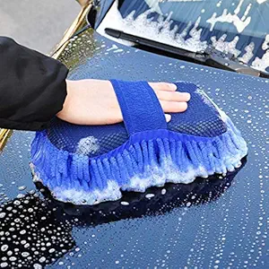 mahek accessories Multipurpose Microfibre Car Cleaning Sponge for Car Window Wash Gloves, (Random Color)