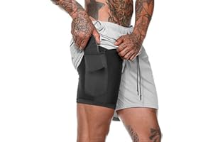 Aisprts Pantaloncini Palestra Uomo, Pantaloncini Running Estivi da Uomo, 2 in 1 Pantaloncini da Corsa Uomo con Fodera in Rete, Asciugatura Rapida Traspirante Pantaloncini Allenamento Uomo con Tasche