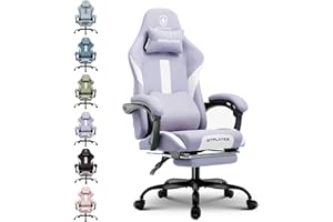 GTPLAYER Fotel Gamingowy, Fotel Dla Graczy, Wysokiej JakośCi Tkanina OddychająCa KrzesłO Biurowe, Ergonomiczny Fotel Do Komputera, Regulowany I Obrotowy Fotel Biurowy Z PodnóżKiem, Fioletowy
