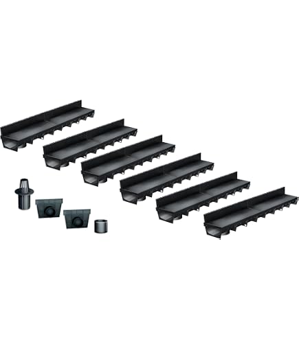 Kit Caniveau à Fente S'lon 3m Type 20 Noir - Drainage Terrasse Allée