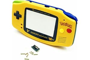 SUNVALLEY Carcasa Shell Case Pokemon Edition Reemplazo, para consola for Nintendo Game Boy Advance GBA, amarillo superior e inferior azul + protector de pantalla de vidrio / botones / tornillos