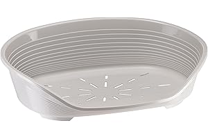 Ferplast Cat Bed, Plastic Dog Bed Medium, Ventilation Holes and Non-Slip Rubber Feet for Added Stability 70,5 x 52 x h. 23.5 cm. Grey