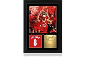 WIN FC Photo encadrée Steven Gerrard A4 – Signature numérique reproduite – Cadeau pour les fans de Liverpool