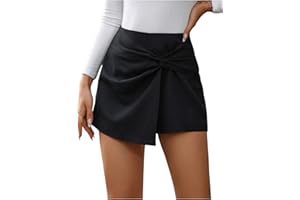 GORGLITTER Damen Elegant Hosenrock Kurzer Rock mit Knoten Freizeitrock Asymmetrischer Rock Casual Shorts mit Hohe Taille