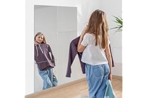 Larber 6 Pièces Miroir Adhesif Mural,30 x 40 cm Miroir Autocollant sans Cadre,Petit Miroir Collant Mural Incassable,Miroir a Coller Acrylique pour Salon,Chambre,Porte