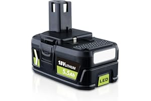 DASNITE 18V 5.5Ah P108 Li-ion Battery Replacement for Ryobi 18V Compatible with Ryobi Battery P108 P200 P2000 P201 P203 P204 P206 P2060