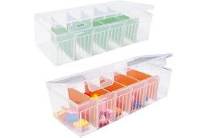 Bofanze 2 Pièces Boîtes de Rangement pour Câbles Rangement Chargeur et Cable Boîte de Gestion des Câbles Transparent Boîte D'organisation de Câbles avec 5 Séparateurs Amovibles pour Les Câbles