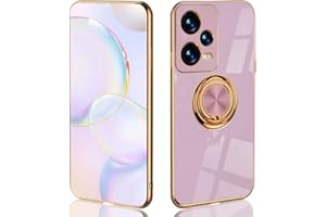 UPLAI Funda para Xiaomi Redmi Note 12 Pro 5G, Ultra Delgado Suave TPU Silicona Antigolpes Carcasa con Soporte de Anillo, Moda Diseño de Galvanoplastia Estuche Caso.Púrpura