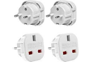 OLIVERIA Olivera 2X Adaptateur Voyage Prise Anglaise vers France, Aadaptateur UK vers FR, Adaptateur de Voyage UK Type G vers Type C pour l'Allemagne, l'Irlande, Les Pays-Bas, la Pologne, la Suède.