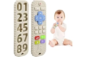AITUITUI Soulagement des Dentition Jouets pour Bébés 0-6 12 Mois Cadeaux, Télécommande en Jouets de Bain pour Bébé en Silicone pour 3 6 9 Mois Autiste, Jouets Sensoriels de Qualité Alimentaire, Beige