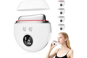 Tccydm EMS Gua Sha, Gesichtsmassagegerät Gua Sha Elektrisch mit Smart 3 Modi, EMS Gesichtsmassage mit Wärme & Vibration,LED Rotlicht,Blau,Grün mit 9 Intensitätsstufen,Face Massager Facelift Anti Aging