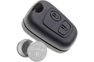 Jongo® Coque de Clé 2 Boutons Compatible Peugeot 107, 307, Citroën C1, C2, C3, Berlingo, Toyota Aygo | avec Pile CR2016 Fournie | sans Lame | Boitier Télécommande