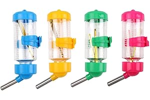 JILSKL Trinkflasche Kaninchen mit Halterung, 4 Stück Kaninchen Wasser Flaschen, 80ml Hasen Trinkflasche, Hängende Haustiere Wasserflaschen für Hamster, Meerschweinchen, Eichhörnchen, Kleintiere