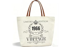 Toozen Canvas Tragetasche 60. Geburtstagsgeschenke für Frauen, Vintage 1966 Handtasche Leinwand Tote Tasche, Geschenke zum 60 Geburtstag Einkaufstasche für Damen, Mutter, Freundin, Kollegin, Ehefrau