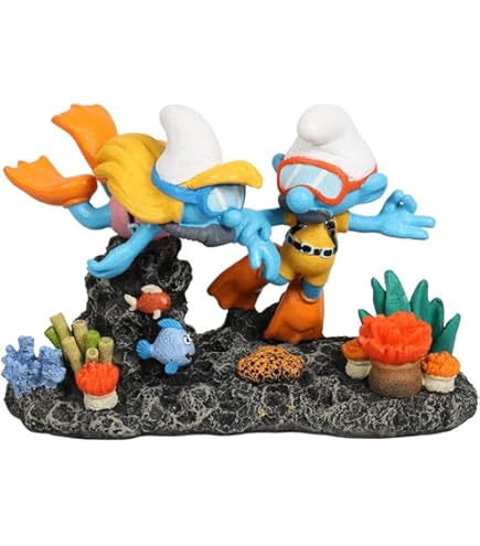 Decorazione Acquario Puffi - Castello Di Gargamel In Resina Atossica Per Acquari Dolce E Marino