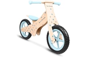 Beeloom - BUBBLE BIKE, Bicicletta in Legno Senza Pedali, Cavalcabile per Equilibrio e Apprendimento, Design Unisex Blu, Sedile Regolabile, Per Bambini a Partire da 2 Anni